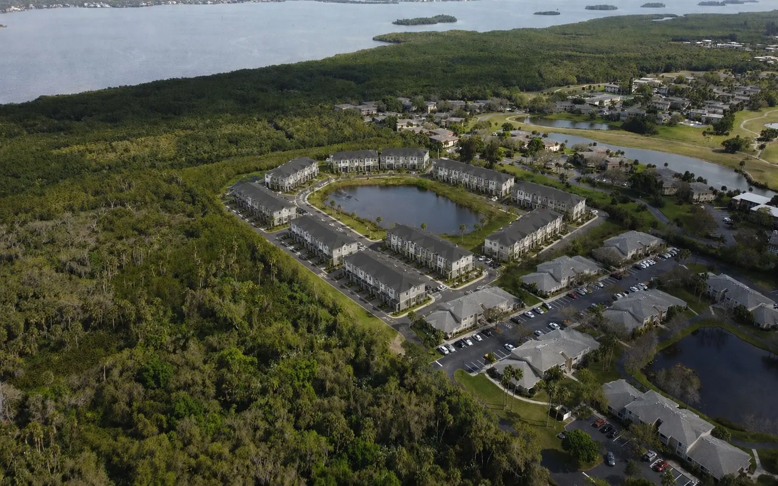 Aerial view of a Florida townhome community
